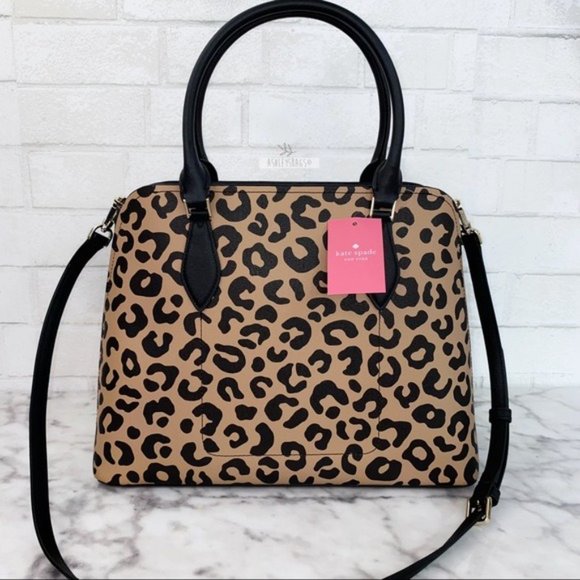 Kate Spade Darcy Leopard Cheetah Large Satchel Tote Crossbody - Picture 2 of 8